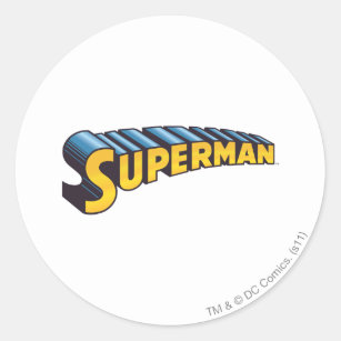 Superman   Classic Name Logo Classic Round Sticker