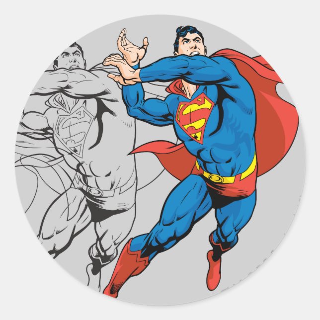 Superman Comic Panels Classic Round Sticker (Front)
