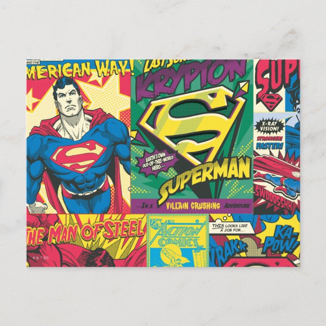 Superman Comic Panels Postcard (Front)
