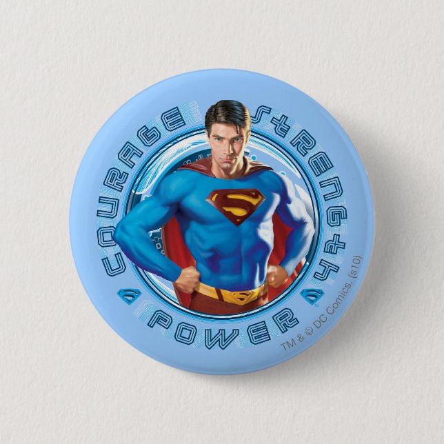 Superman Courage Strength Power 6 Cm Round Badge (Front)