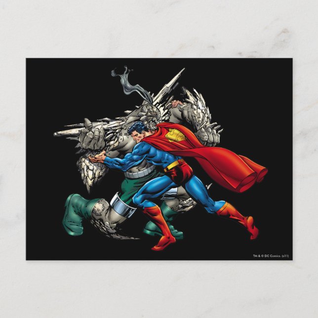 Superman Fights Enemy Postcard (Front)