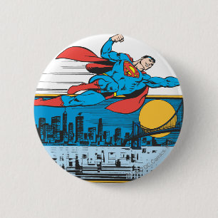 Superman Flies Across Town 6 Cm Round Badge