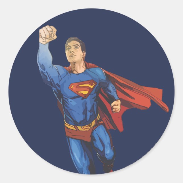 Superman Flying Left Classic Round Sticker (Front)
