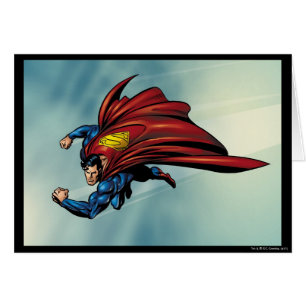 Superman flys with cape