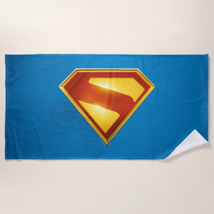 Superman Golden S Shield Brilliance Beach Towel