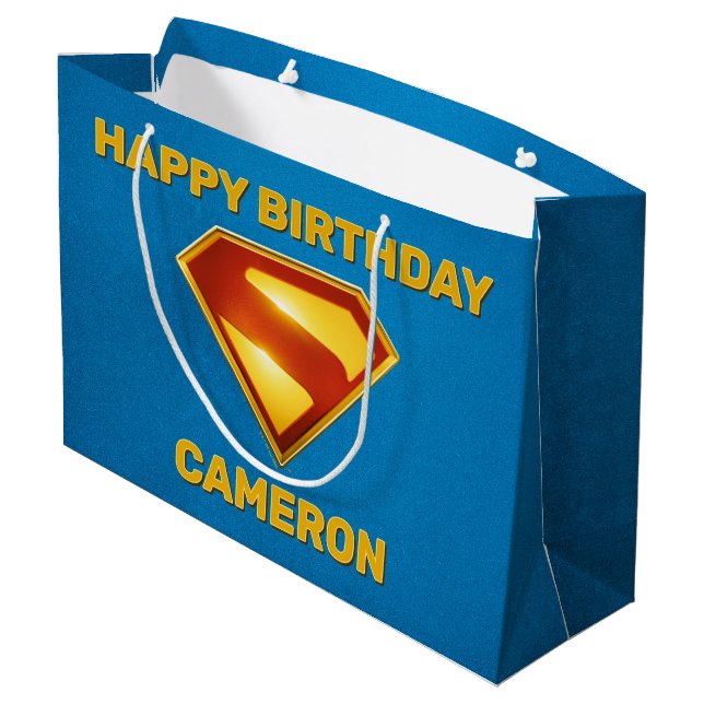 Superman Golden S Shield Brilliance Large Gift Bag (Back Angled)