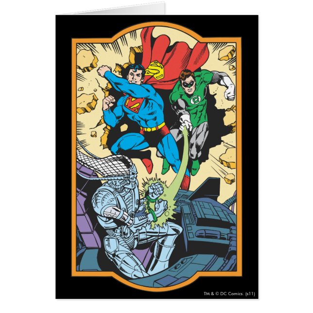 Superman & Green Lantern Fight Brainiac (Front)