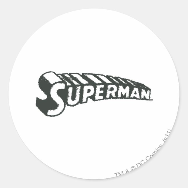 Superman | Grunge Letters Logo Classic Round Sticker (Front)