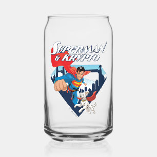 Superman & Krypto Soar Can Glass