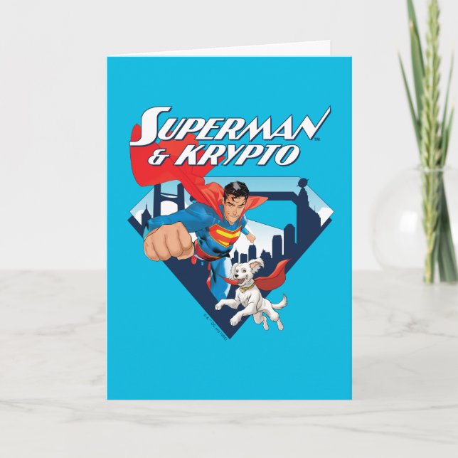 Superman & Krypto Soar Card (Front)