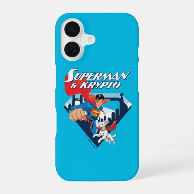 Superman & Krypto Soar iPhone 16 Case (Back)