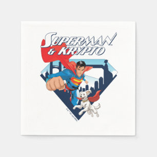 Superman & Krypto Soar Napkin