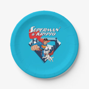 Superman & Krypto Soar Paper Plate