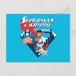Superman & Krypto Soar Postcard