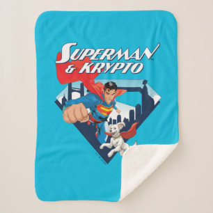 Superman & Krypto Soar Sherpa Blanket