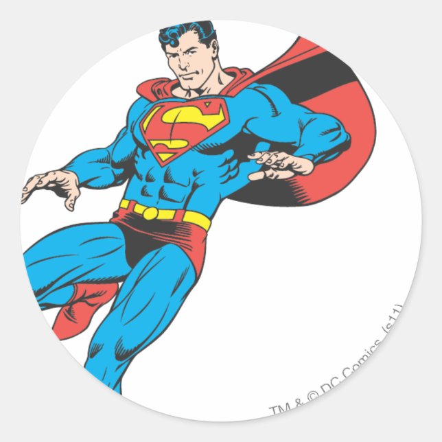 Superman Lands Lightly 2 Classic Round Sticker (Front)