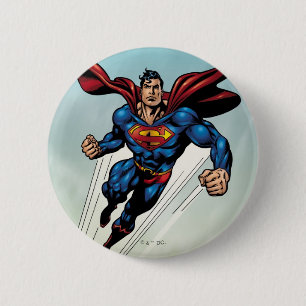 Superman leaps upward 6 cm round badge