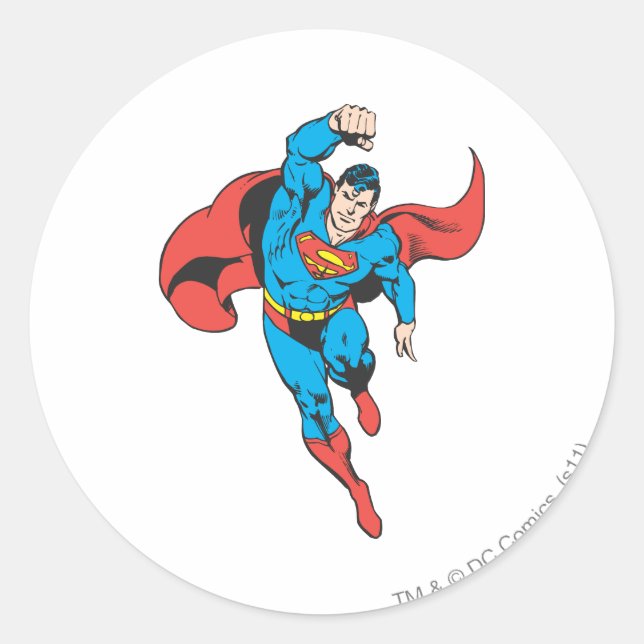 Superman Left Fist Raised Classic Round Sticker (Front)