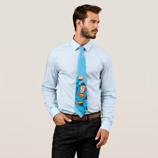 Superman Left Fist Raised Tie (In Situ)