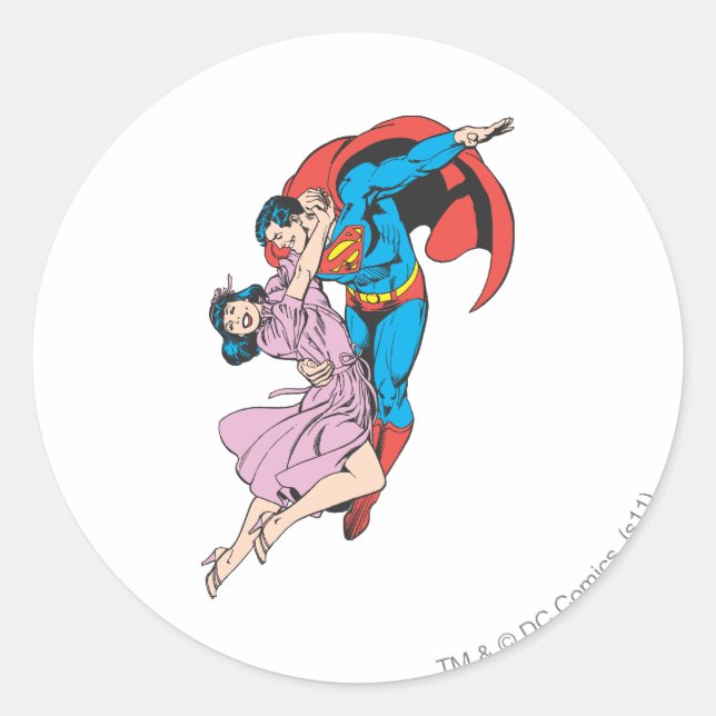 Superman & Lois in Pink Classic Round Sticker (Front)