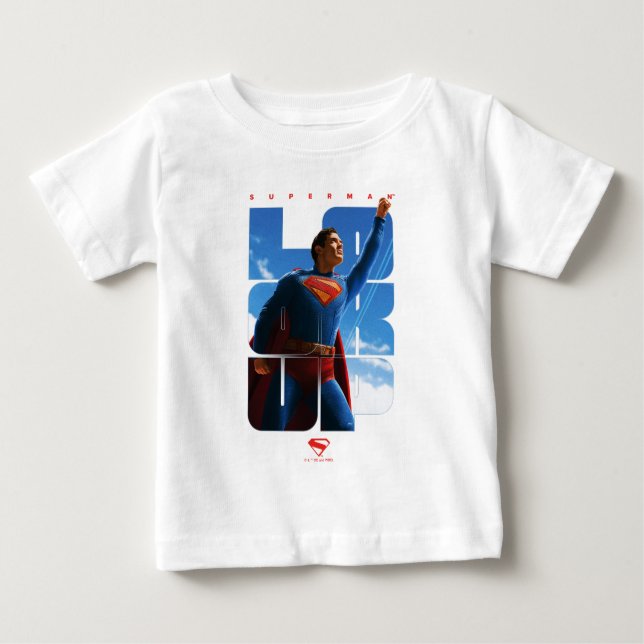 Superman Look Up Pose Baby T-Shirt (Front)