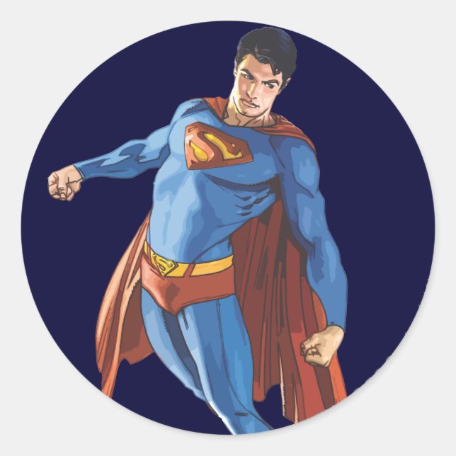 Superman Looking Down Classic Round Sticker (Front)