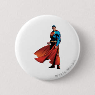 Superman Looks Front 6 Cm Round Badge