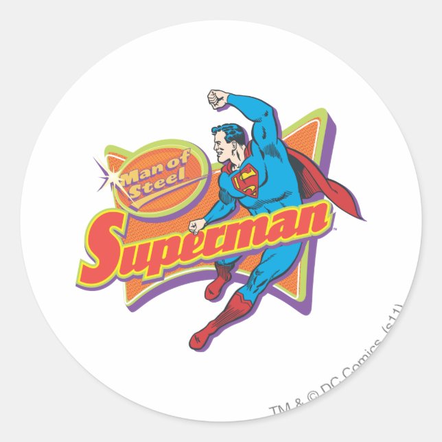 Superman - Man of Steel Classic Round Sticker (Front)