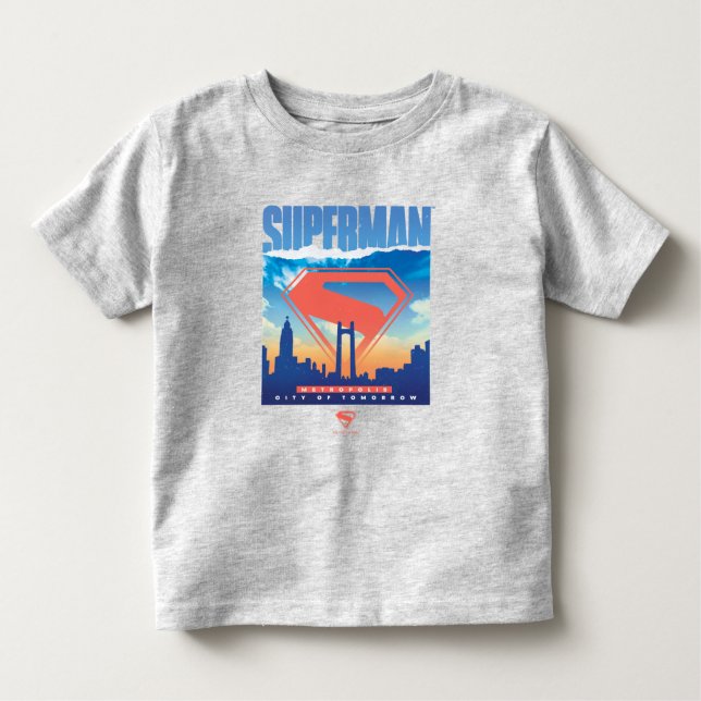 Superman Metropolis Skyline Toddler T-Shirt (Front)