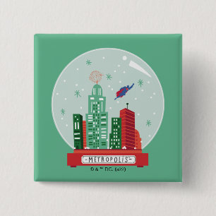 Superman Metropolis Snow Globe Graphic 15 Cm Square Badge