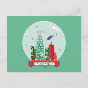 Superman Metropolis Snow Globe Graphic Holiday Postcard