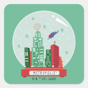 Superman Metropolis Snow Globe Graphic Square Sticker
