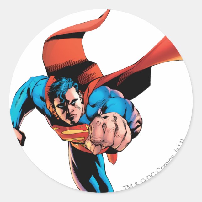 Superman moving forward classic round sticker (Front)