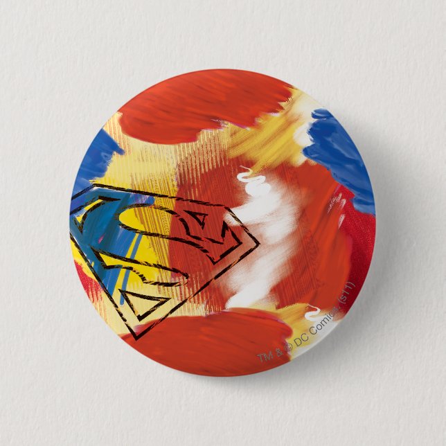Superman Painted Logo 6 Cm Round Badge (Front)