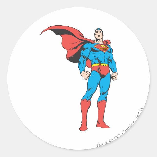 Superman Posing 3 Classic Round Sticker (Front)