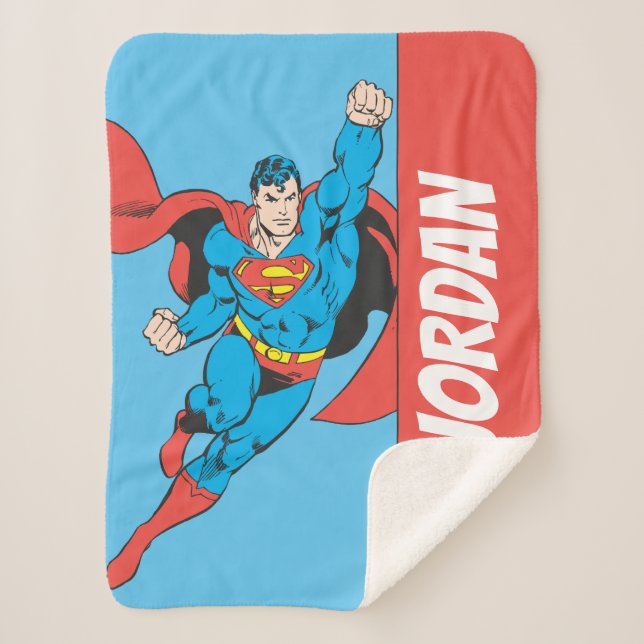 Superman Right Fist Raised Sherpa Blanket (Front)