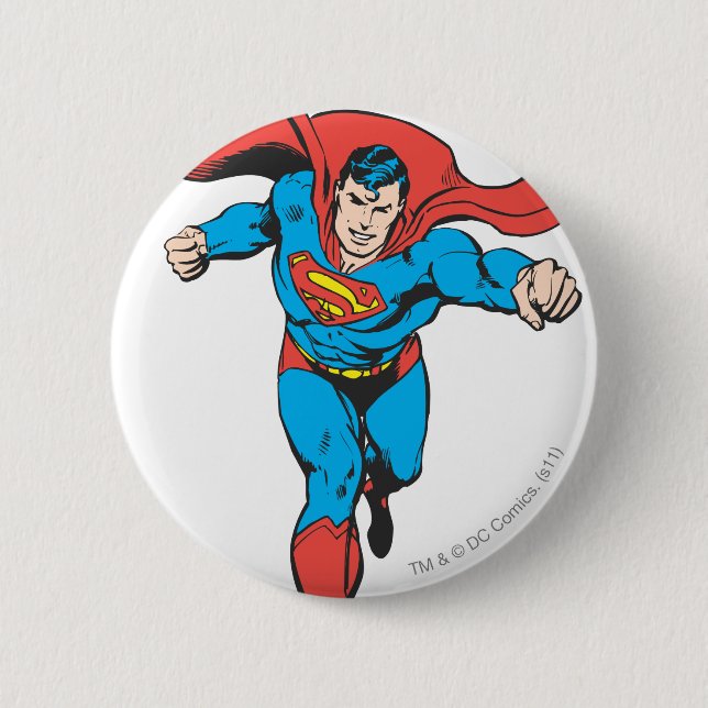 Superman Runs Forward 2 6 Cm Round Badge (Front)