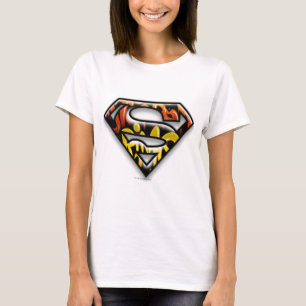 Superman S-Shield Black Outline Graffiti Logo T-Shirt