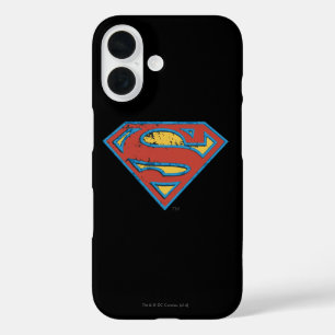 Superman S-Shield   Blue Outline Grunge Logo iPhone 16 Case