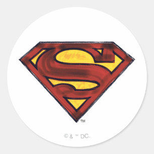 Superman S-Shield   Darkened Red Logo Classic Round Sticker