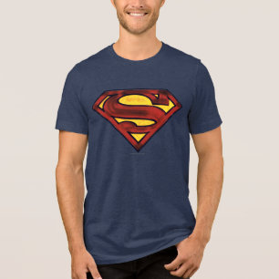 Superman S-Shield Darkened Red Logo Tri-Blend Shirt