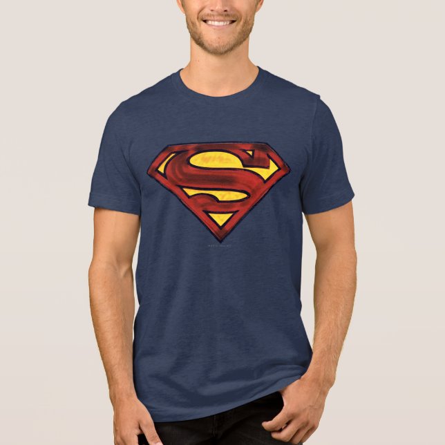 Superman S-Shield | Darkened Red Logo Tri-Blend Shirt (Front)