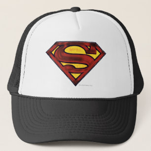 Superman S-Shield Darkened Red Logo Trucker Hat