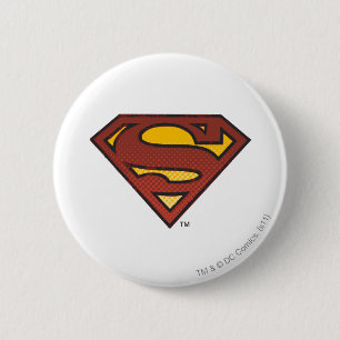 Superman S-Shield   Faded Dots Logo 6 Cm Round Badge