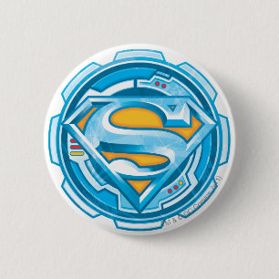 Superman S-Shield   Gear Logo 6 Cm Round Badge
