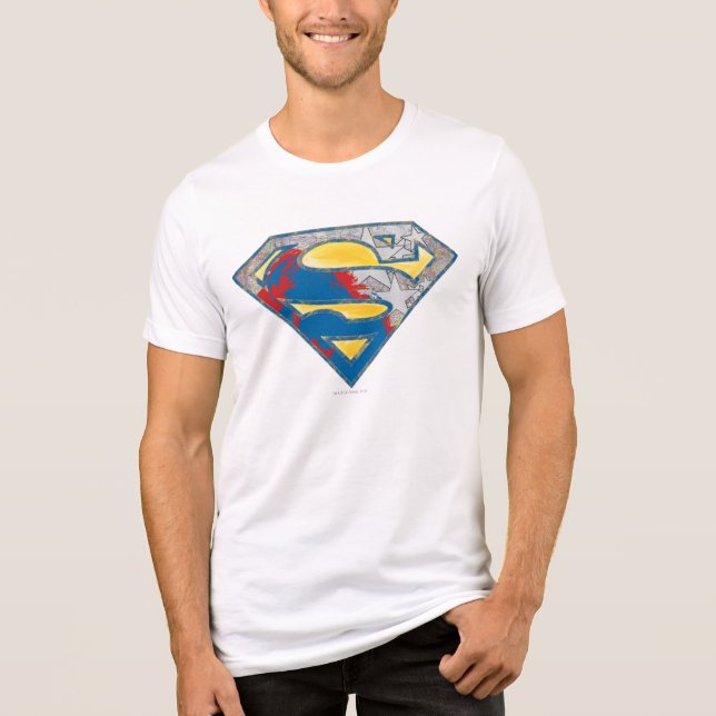 Superman S-Shield | Gray Yellow Red Black Mix Logo Tri-Blend Shirt (Front)