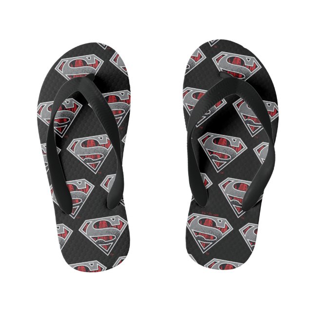 Superman S-Shield | Grey and Red City Logo Kid's Thongs (Footbed)