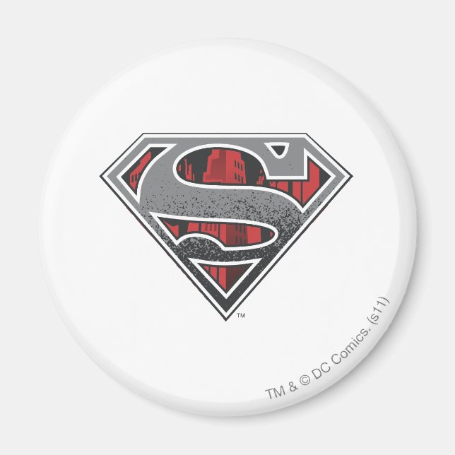 Superman S-Shield | Grey and Red City Logo Magnet (Front)