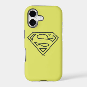 Superman S-Shield Grunge Black Outline Logo