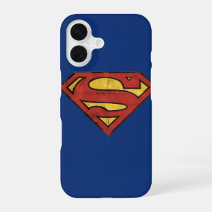 Superman S-Shield Grunge Black Outline Logo iPhone 16 Case